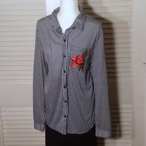 Blue & White Pinstripe Blouse